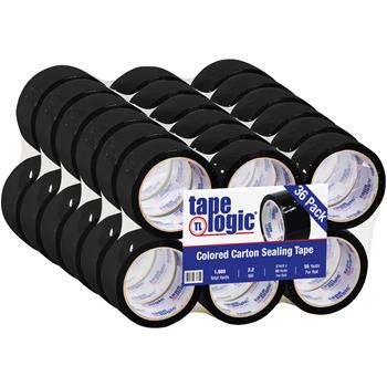 Tape Logic Acrylic Carton Sealing Tape, 2&quot; x 55 yds., 2.2 Mil, Black, 36 Rolls/Case