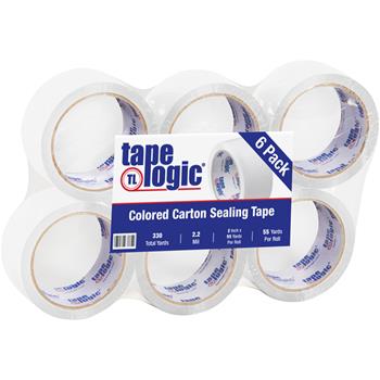 Tape Logic Acrylic Carton Sealing Tape, 2&quot; x 55 yds., 2.2 Mil, White, 6 Rolls/Case