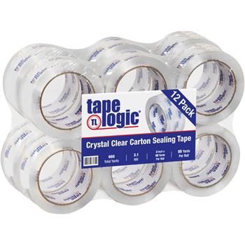 Tape Logic #310CC Crystal Clear Tape, 2&quot; x 55 yds., 3.1 Mil, Clear, 12 Rolls/Case