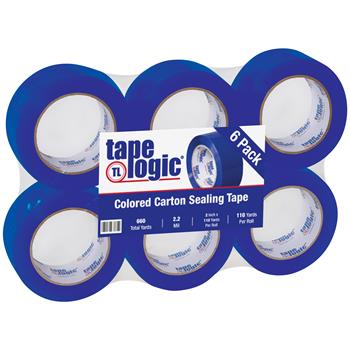 Tape Logic Acrylic Carton Sealing Tape, 2&quot; x 110 yds., 2.2 Mil, Blue, 6 Rolls/Case