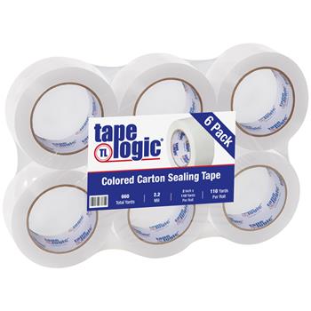 Tape Logic Acrylic Carton Sealing Tape, 2&quot; x 110 yds., 2.2 Mil, White, 6 Rolls/Case