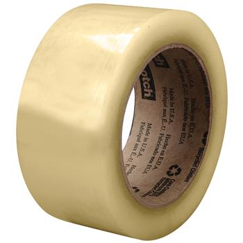 3M Hot Melt Carton Sealing Tape, 2 in x 55 yds, 3.5 Mil, Clear, 36/Case