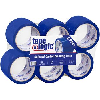 Tape Logic Acrylic Carton Sealing Tape, 3&quot; x 55 yds., 2.2 Mil, Blue, 6 Rolls/Case