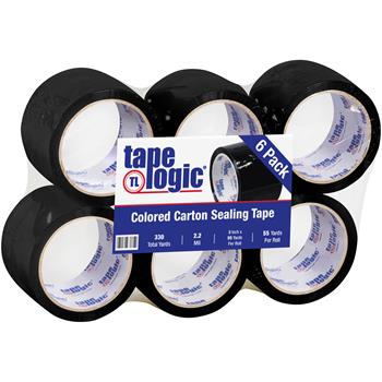 Tape Logic Acrylic Carton Sealing Tape, 3&quot; x 55 yds., 2.2 Mil, Black, 6 Rolls/Case