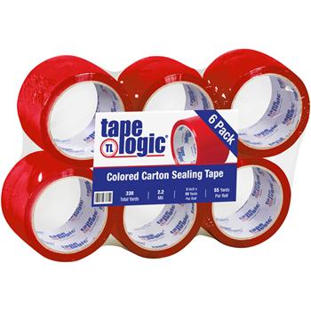 Tape Logic Acrylic Carton Sealing Tape, 3&quot; x 55 yds., 2.2 Mil, Red, 6 Rolls/Case