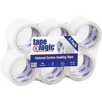 Tape Logic Acrylic Carton Sealing Tape, 3&quot; x 55 yds., 2.2 Mil, White, 6 Rolls/Case