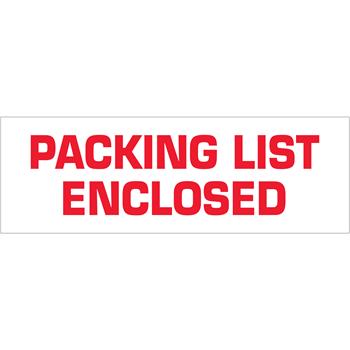 Tape Logic Pre-Printed Carton Sealing Tape, &quot;Packing List Enclosed&quot;, 2.2 Mil, 3&quot; x 110 yds, Red/White, 24/CS