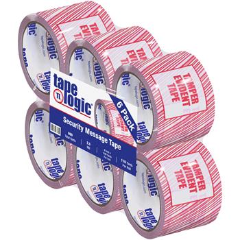 Tape Logic&#174; Security Tape, &quot;Tamper Evident&quot;, 2.5 Mil, 3&quot; x 110 yds, Red/White, 6/CS
