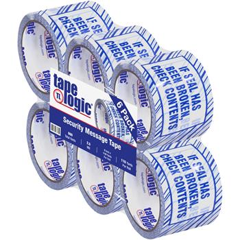 Tape Logic Security Tape, &quot;If Seal Has Been...&quot;, 2.5 Mil, 3&quot; x 110 yds, Blue/White, 6/CS