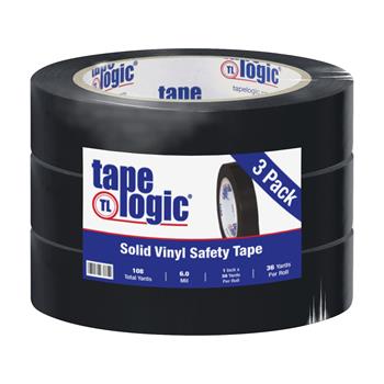 Tape Logic Solid Vinyl Safety Tape, 6.0 Mil, 1&quot; x 36 yds, Black, 3/Case