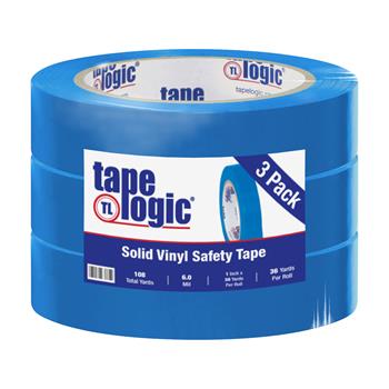 Tape Logic Solid Vinyl Safety Tape, 6.0 Mil, 1&quot; x 36 yds, Blue, 3/Case