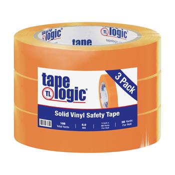 Tape Logic Solid Vinyl Safety Tape, 6.0 Mil, 1&quot; x 36 yds, Orange, 3/Case