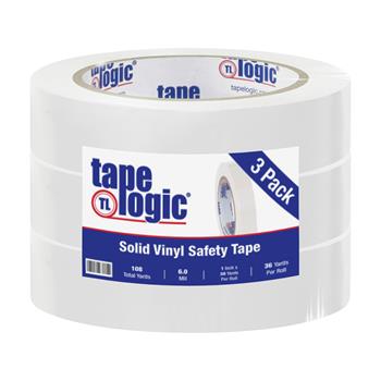 Tape Logic Solid Vinyl Safety Tape, 6.0 Mil, 1&quot; x 36 yds, White, 3/Case
