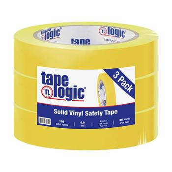 Tape Logic Solid Vinyl Safety Tape, 6.0 Mil, 1&quot; x 36 yds, Yellow, 3/Case