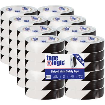 Tape Logic Striped Vinyl Tape, 7.0 Mil, 1&quot; x 36 yds, Black/White, 48/Case