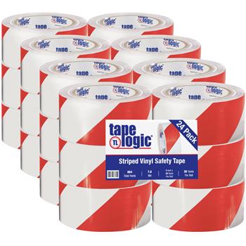 Tape Logic Striped Vinyl Tape, 7.0 Mil, 2&quot; x 36 yds, Red/White, 24/Case