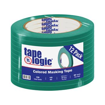 Tape Logic Colored Masking Tape, 1/4&quot; x 60 yds., 4.9 Mil, Dark Green, 12 Rolls/Case