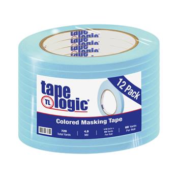 Tape Logic Colored Masking Tape, 1/4&quot; x 60 yds., 4.9 Mil, Light Blue, 12 Rolls/Case