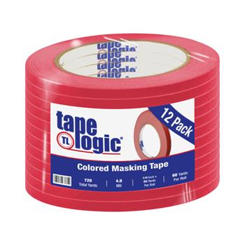 Tape Logic&#174; Colored Masking Tape, 1/4&quot; x 60 yds., 4.9 Mil, Red, 12 Rolls/Case