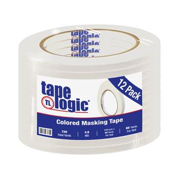 Tape Logic Colored Masking Tape, 1/4&quot; x 60 yds., 4.9 Mil, White, 12 Rolls/Case