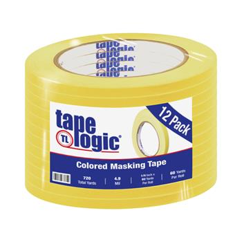 Tape Logic Colored Masking Tape, 1/4&quot; x 60 yds., 4.9 Mil, Yellow, 12 Rolls/Case