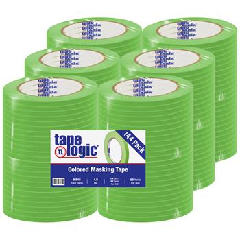 Tape Logic Colored Masking Tape, 1/4&quot; x 60 yds., 4.9 Mil, Light Green, 144 Rolls/Case