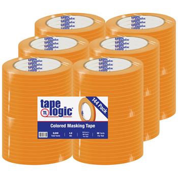 Tape Logic Colored Masking Tape, 1/4&quot; x 60 yds., 4.9 Mil, Orange, 144 Rolls/Case