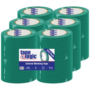 Tape Logic Colored Masking Tape, 1/4&quot; x 60 yds., 4.9 Mil, Dark Green, 144 Rolls/Case