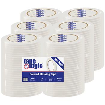 Tape Logic Colored Masking Tape, 1/4&quot; x 60 yds., 4.9 Mil, White, 144 Rolls/Case