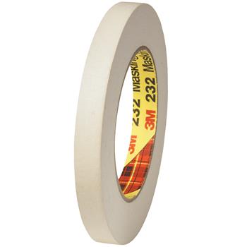 3M 232 Masking Tape, 6.3 Mil, 1/4&quot; x 60 yds, Tan, 12/CS