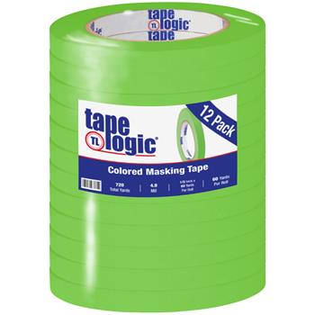 Tape Logic&#174; Colored Masking Tape, 1/2&quot; x 60 yds., 4.9 Mil, Light Green, 12 Rolls/Case