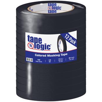 Tape Logic Colored Masking Tape, 1/2&quot; x 60 yds., 4.9 Mil, Black, 12 Rolls/Case
