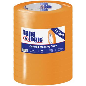 Tape Logic&#174; Colored Masking Tape, 1/2&quot; x 60 yds., 4.9 Mil, Orange, 12 Rolls/Case