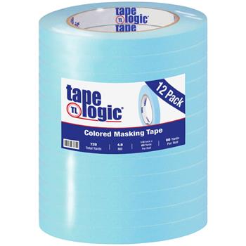 Tape Logic Colored Masking Tape, 1/2&quot; x 60 yds., 4.9 Mil, Light Blue, 12 Rolls/Case