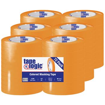 Tape Logic Colored Masking Tape, 1/2&quot; x 60 yds., 4.9 Mil, Orange, 72 Rolls/Case