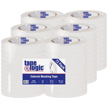 Tape Logic Colored Masking Tape, 1/2&quot; x 60 yds., 4.9 Mil, White, 72 Rolls/Case