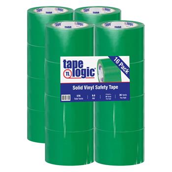 Tape Logic Solid Vinyl Safety Tape, 6.0 Mil, 3&quot; x 36 yds, Green, 16/Case
