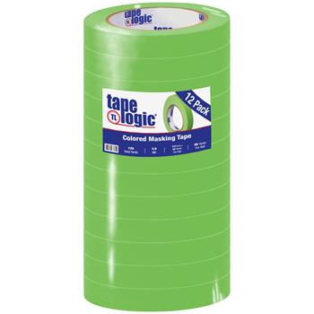 Tape Logic Colored Masking Tape, 3/4&quot; x 60 yds., 4.9 Mil, Light Green, 12 Rolls/Case