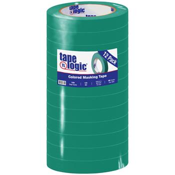 Tape Logic Colored Masking Tape, 3/4&quot; x 60 yds., 4.9 Mil, Dark Green, 12 Rolls/Case