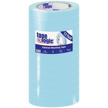 Tape Logic&#174; Colored Masking Tape, 3/4&quot; x 60 yds., 4.9 Mil, Light Blue, 12 Rolls/Case