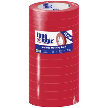 Tape Logic Colored Masking Tape, 3/4&quot; x 60 yds., 4.9 Mil, Red, 12 Rolls/Case