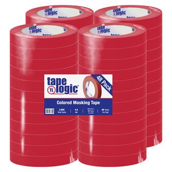 Tape Logic Masking Tape, 3/4&quot; x 60 yds., 4.9 Mil, Red, 48 Rolls/Case