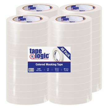 Tape Logic Colored Masking Tape, 3/4&quot; x 60 yds., 4.9 Mil, White, 48 Rolls/Case
