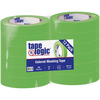Tape Logic Masking Tape, 1&quot; x 60 yds., 4.9 Mil, Light Green, 12 Rolls/Case