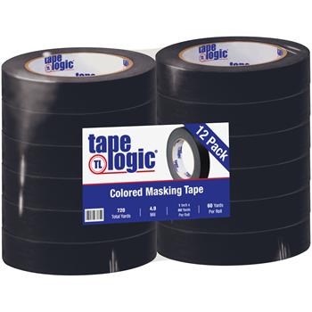 Tape Logic Masking Tape, 1&quot; x 60 yds., 4.9 Mil, Black, 12 Rolls/Case