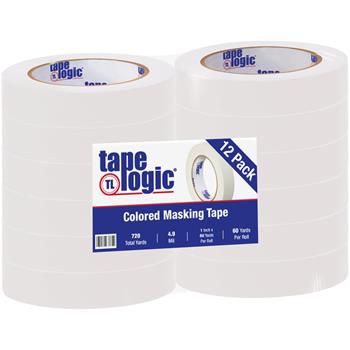 Tape Logic Masking Tape, 1&quot; x 60 yds., 4.9 Mil, White, 12 Rolls/Case