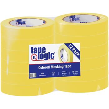 Tape Logic Masking Tape, 1&quot; x 60 yds., 4.9 Mil, Yellow, 12 Rolls/Case