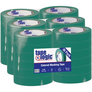 Tape Logic Masking Tape, 1&quot; x 60 yds., 4.9 Mil, Dark Green, 36 Rolls/Case