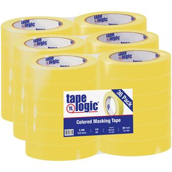 Tape Logic Masking Tape, 1&quot; x 60 yds., 4.9 Mil, Yellow, 36 Rolls/Case