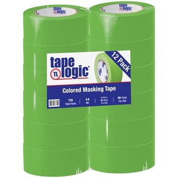 Tape Logic Masking Tape, 2&quot; x 60 yds., 4.9 Mil, Light Green, 12 Rolls/Case